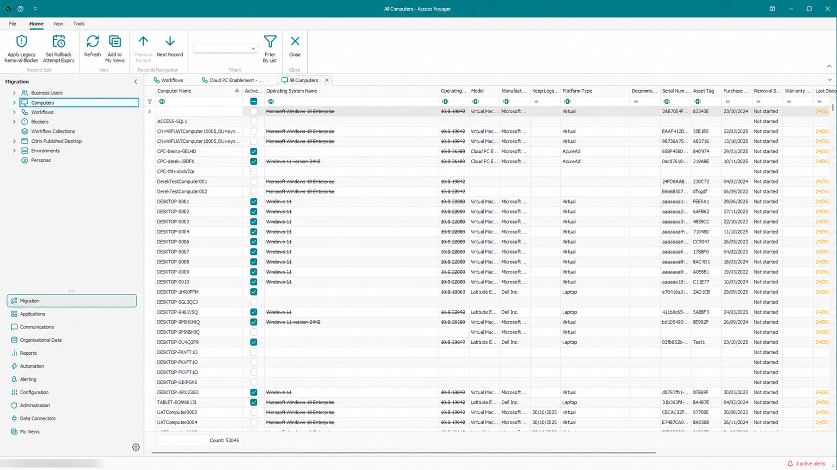Voyager Computers view showing the managed device estate